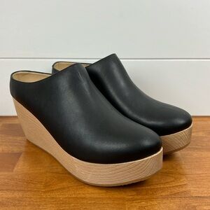 Anthropologie Sydney brown vegan leather platform wedge clogs booties sz 40 or 9